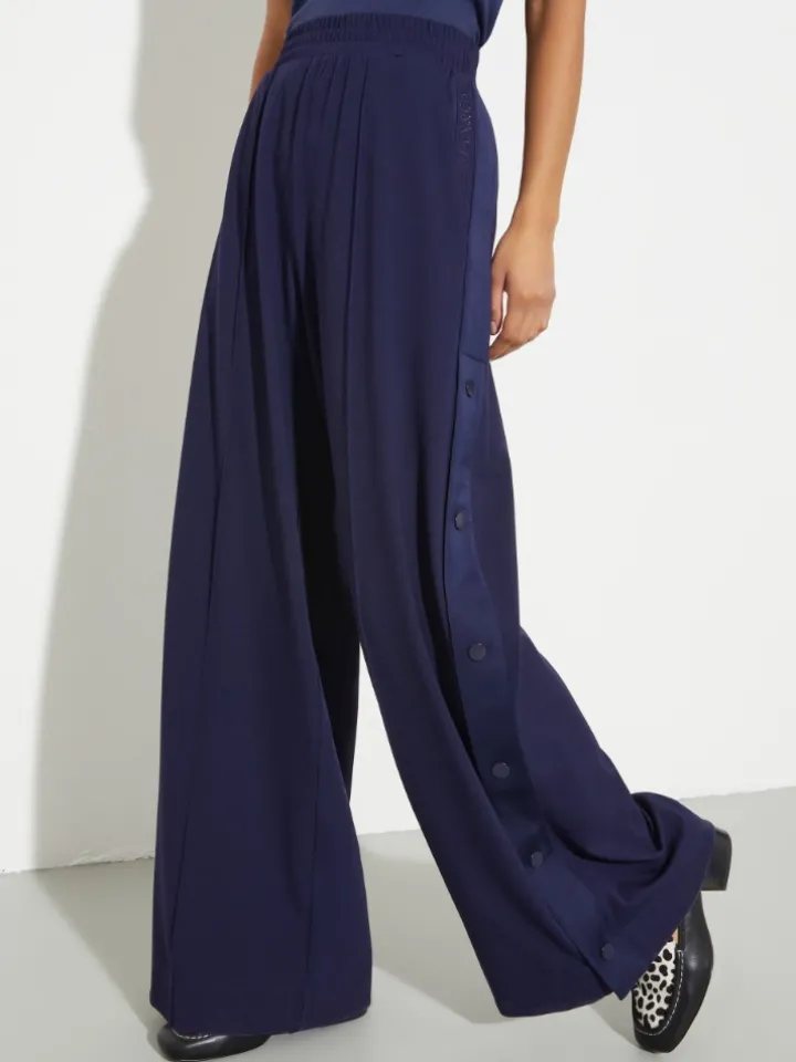Jersey and satin joggers - navy