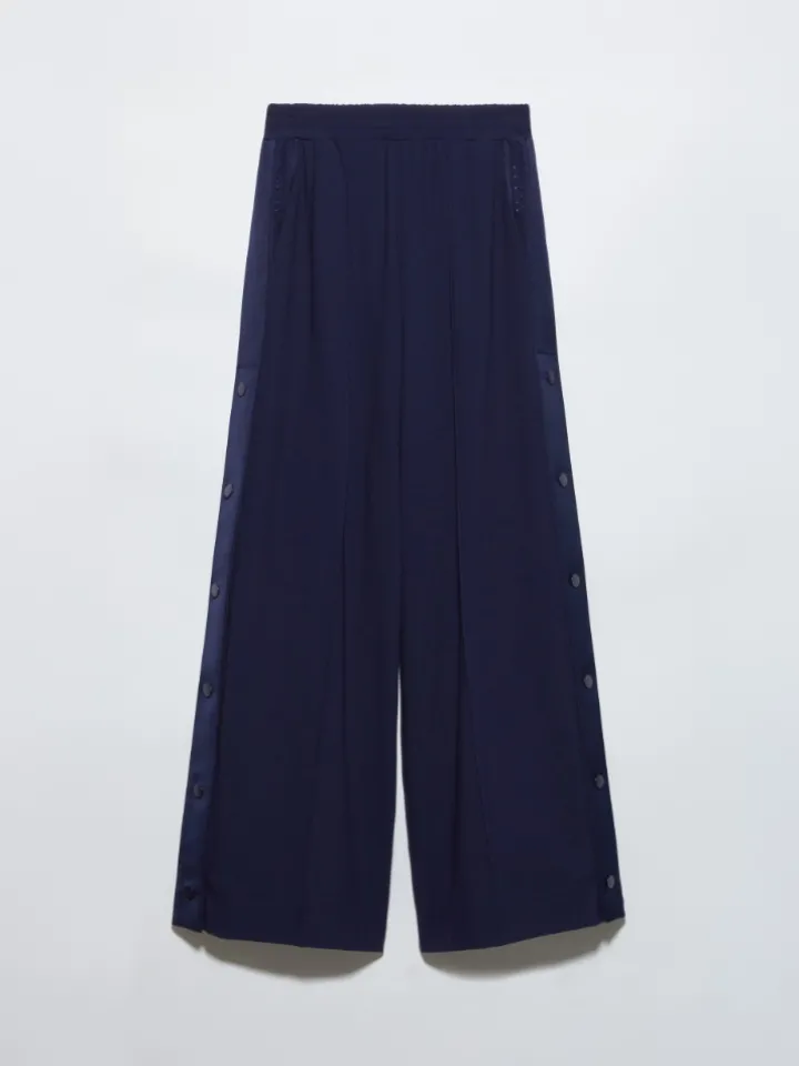 Jersey and satin joggers - navy