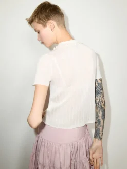 Jewel-embroidered polo shirt - milk