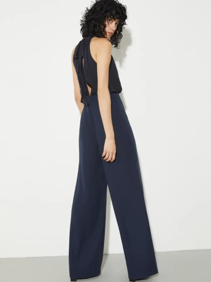 Jumpsuit in envers satin and georgette - ultramarine