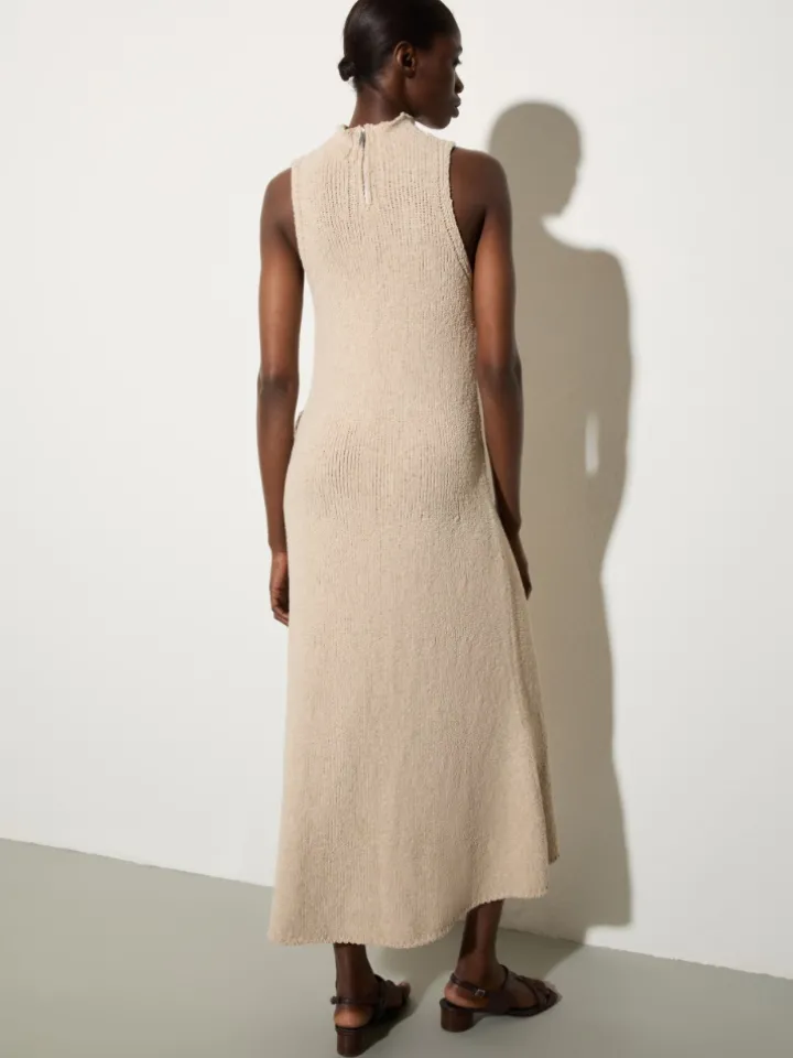 Knit midi dress with fringe - ice
