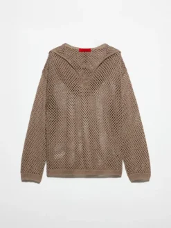 Knitted mesh hoodie - ecru