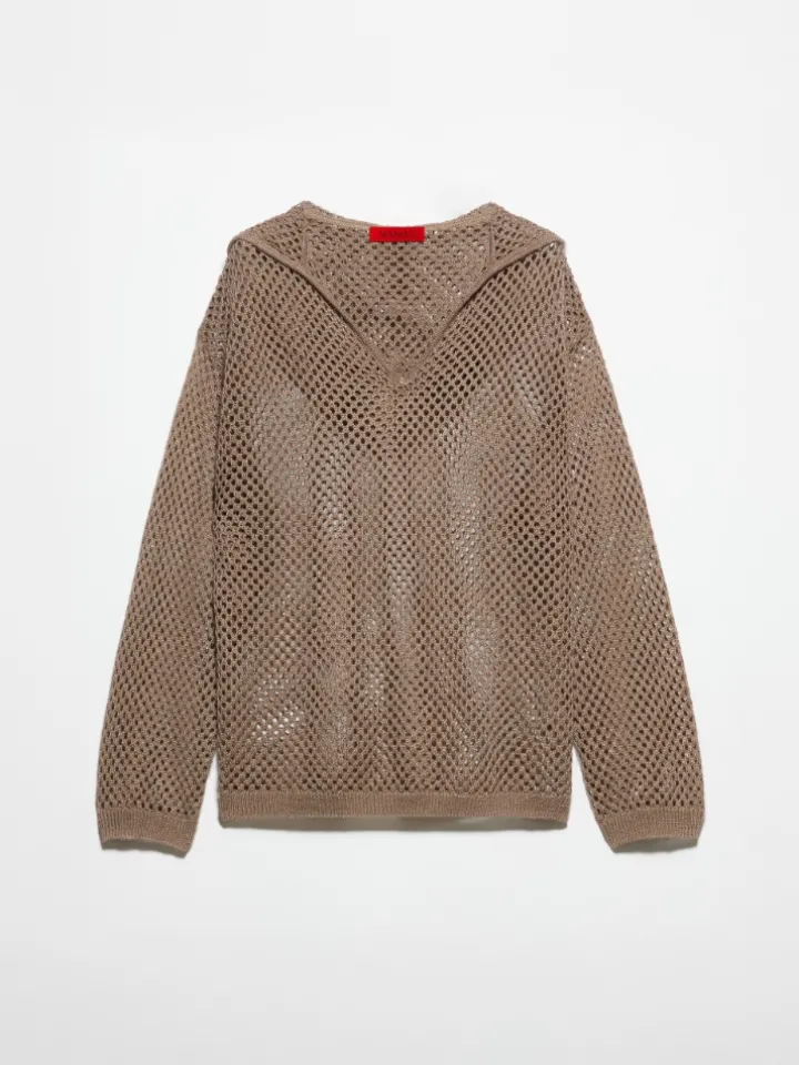 Knitted mesh hoodie - ecru