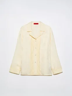 Lace-trimmed jacquard shirt - banana
