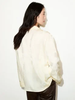 Lace-trimmed jacquard shirt - banana
