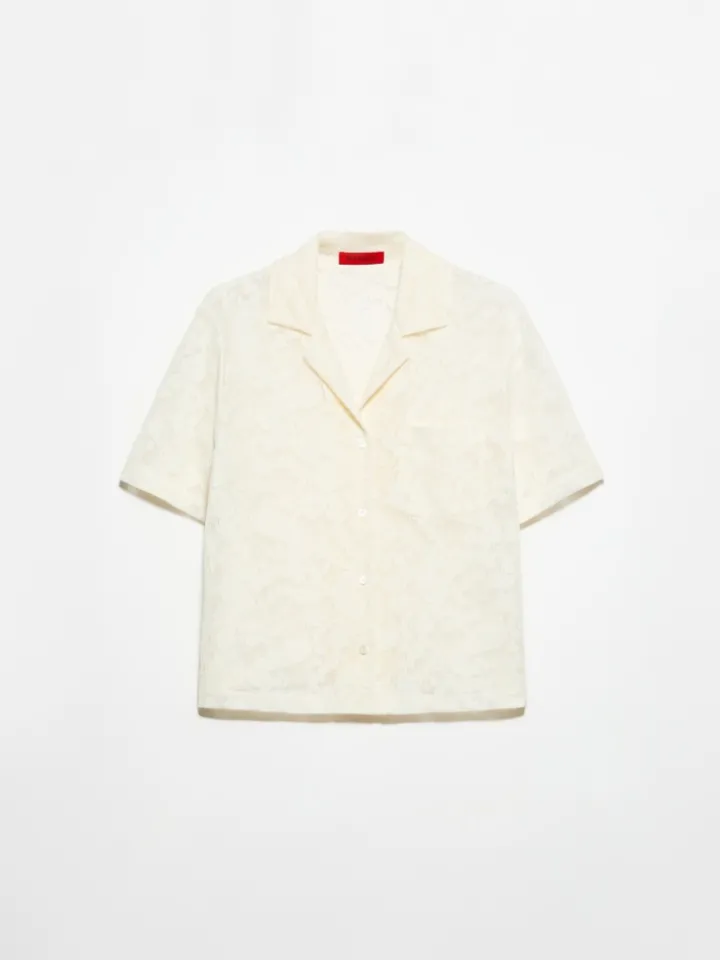 Lacy jersey bowling shirt - milk