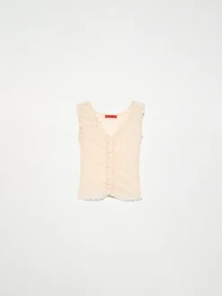 Lacy jersey top - ecru