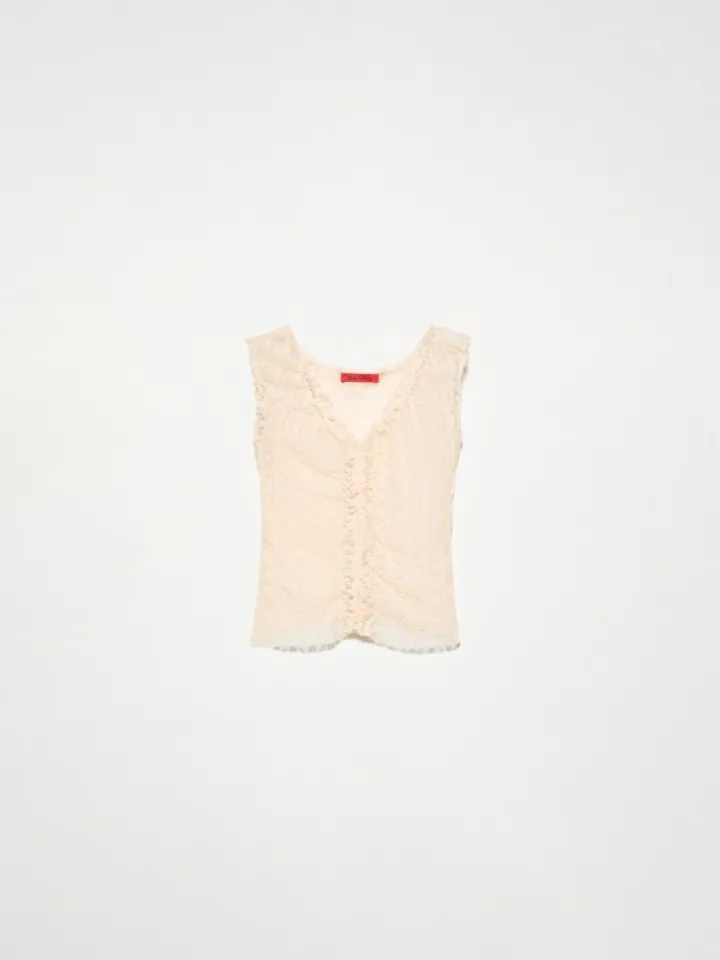 Lacy jersey top - ecru