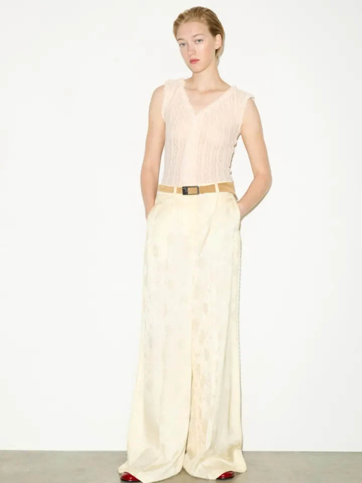 Lacy jersey top - ecru