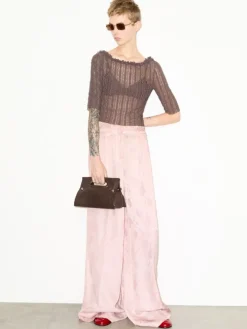 Lacy jersey T-shirt - brown