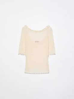 Lacy jersey T-shirt - ecru