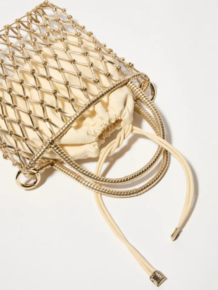 Laminated braided mini bag - gold