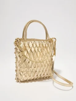 Laminated braided mini bag - gold