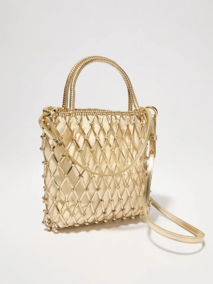 Laminated braided mini bag - gold