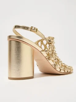Laminated braided mules - gold