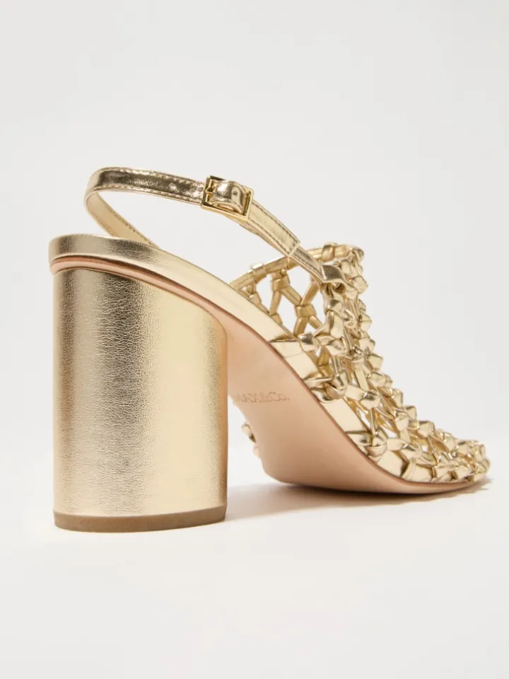 Laminated braided mules - gold
