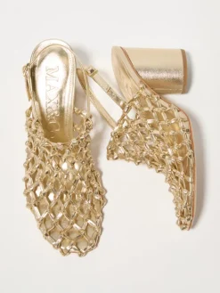 Laminated braided mules - gold