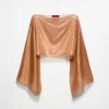 Laminated crepon shrug - brown