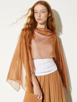 Laminated crepon shrug - brown