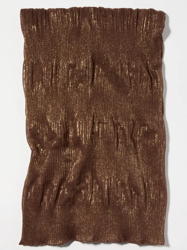 Laminated pleated gauze stole - chocolate