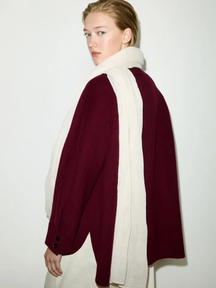 Laminated pleated gauze stole - cream