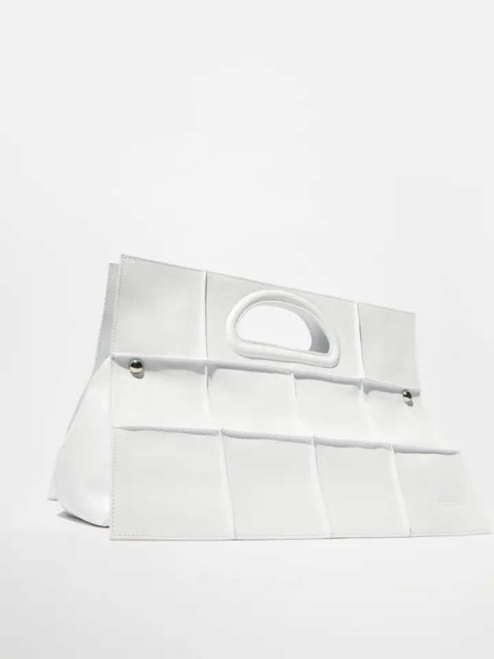 Leather maxi Bookbag - white