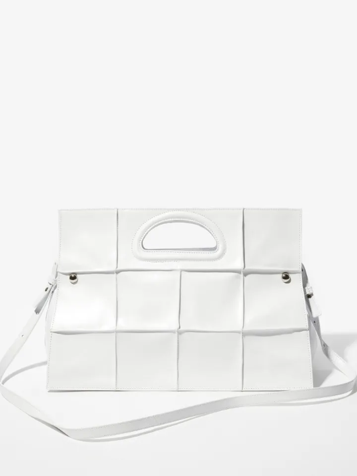 Leather maxi Bookbag - white
