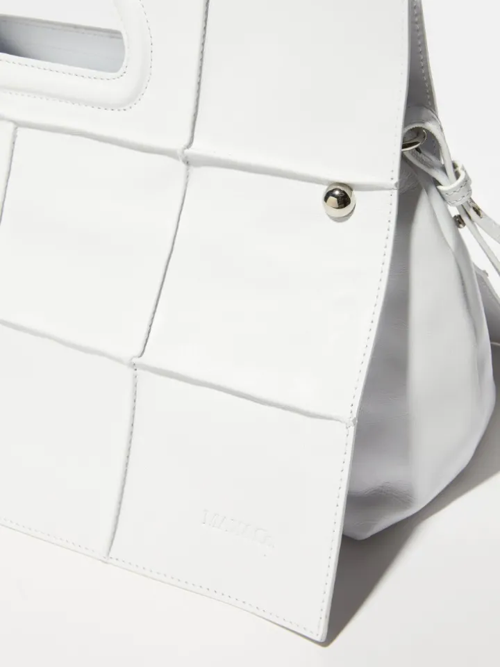 Leather maxi Bookbag - white