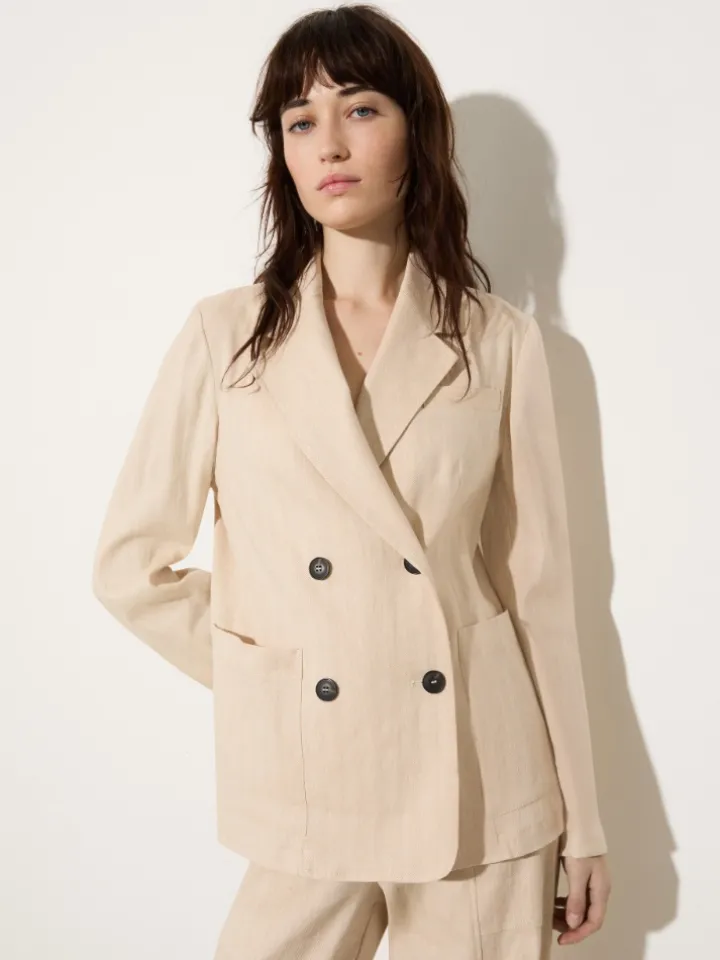 Linen and cotton-blend blazer - rope