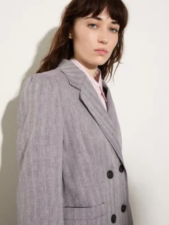 Linen and cotton-blend blazer - aubergine