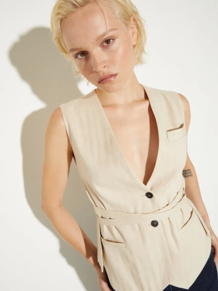 Linen and cotton gilet - rope