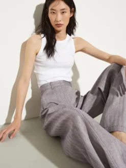 Linen and cotton trousers - aubergine
