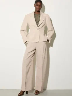 Linen blend blazer - beige