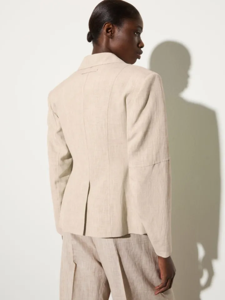 Linen blend blazer - beige