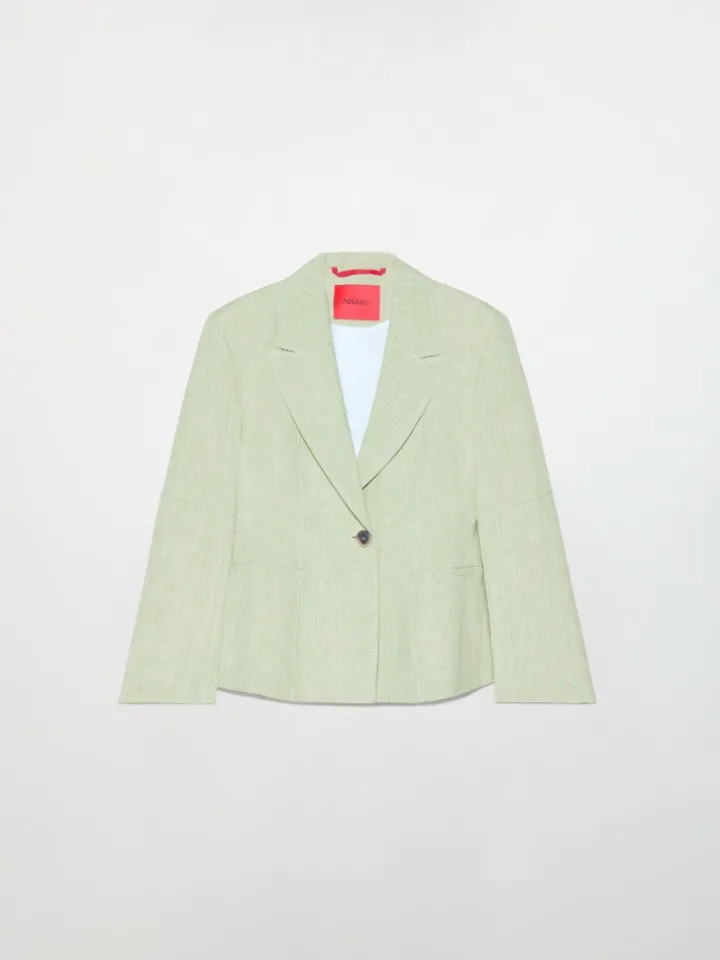 Linen blend blazer - green