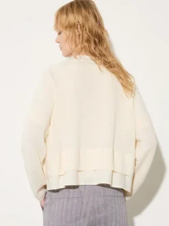 Linen-blend knitted cardigan - milk