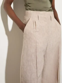Linen blend trousers - beige