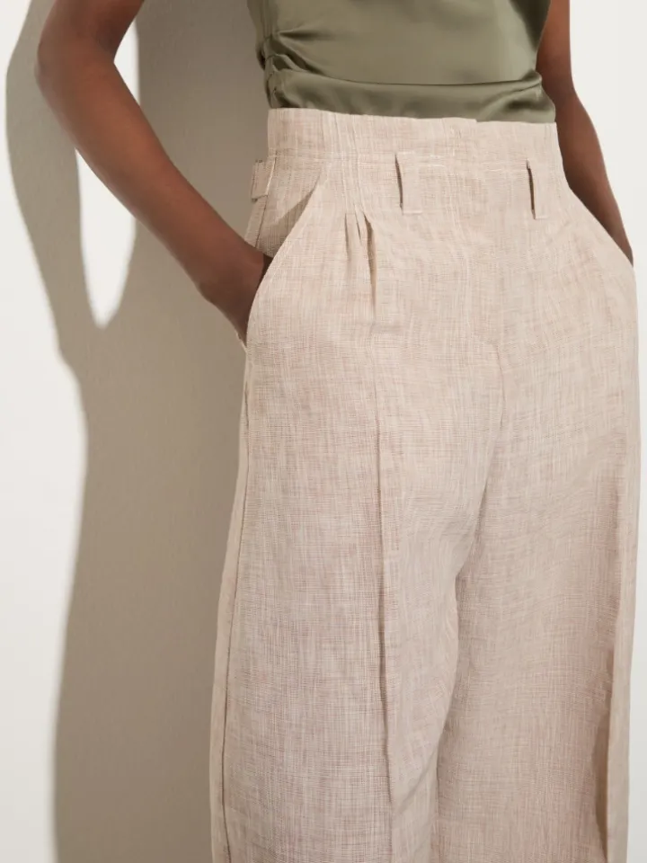 Linen blend trousers - beige