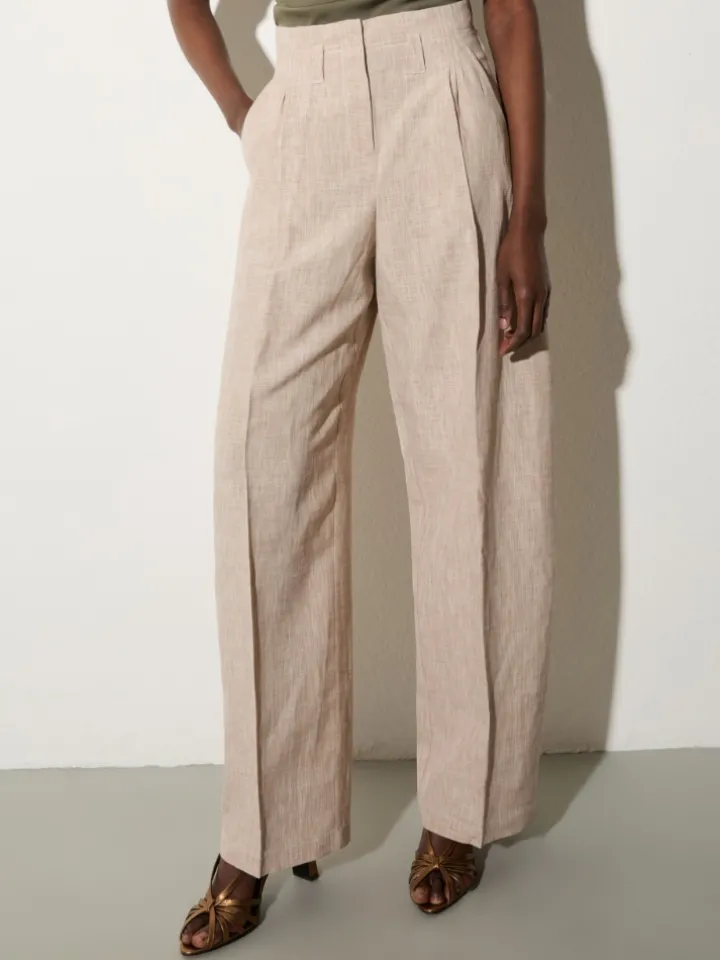 Linen blend trousers - beige