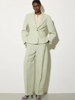 Linen blend trousers - green