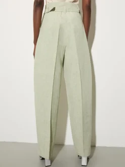 Linen blend trousers - green