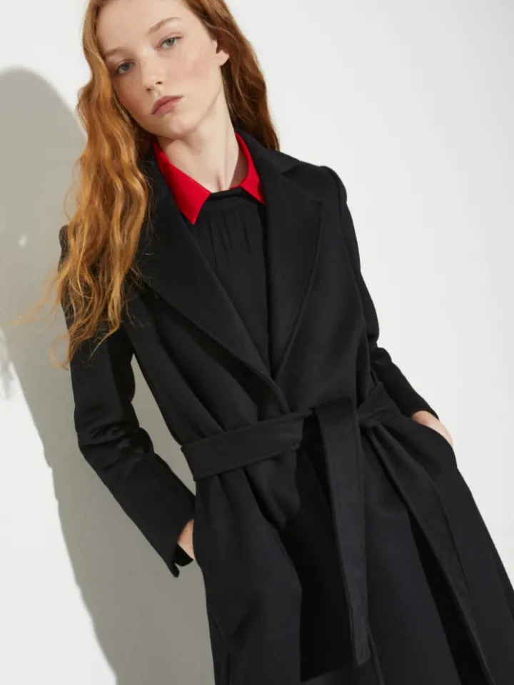 Longrun coat in drap - black