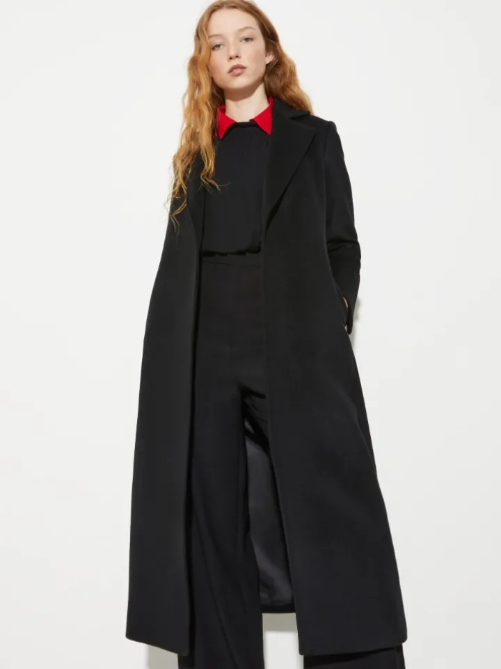 Longrun coat in drap - black