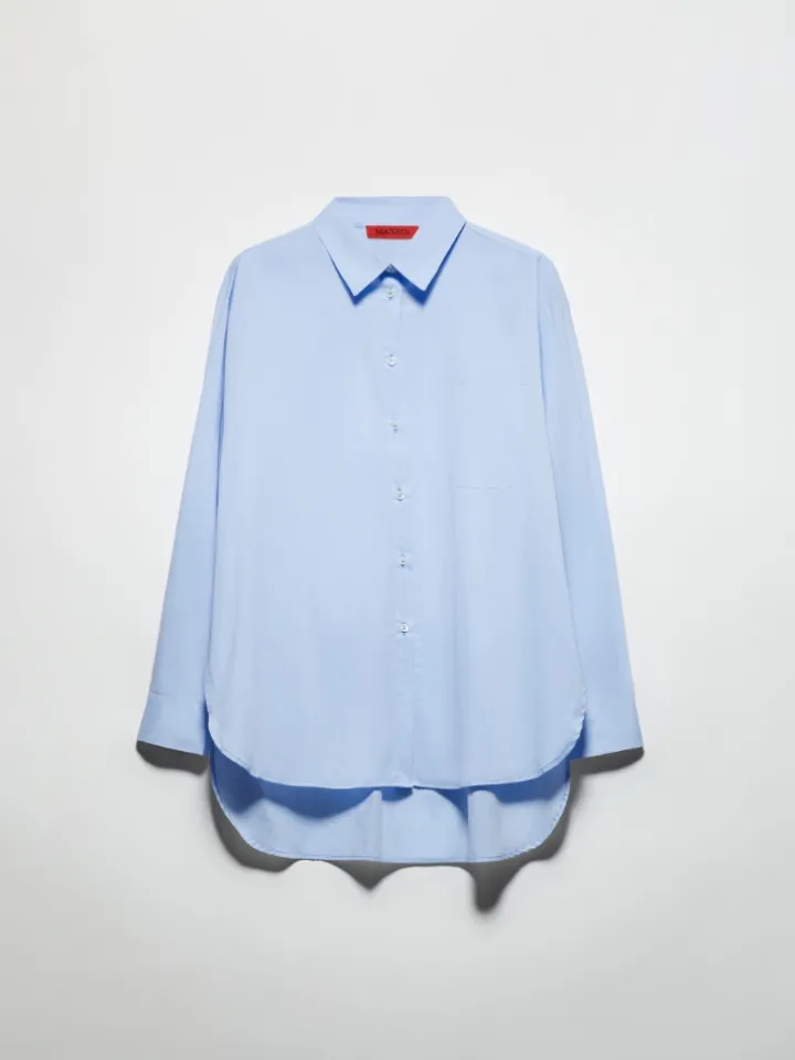 Loose-fitting poplin shirt - light blue