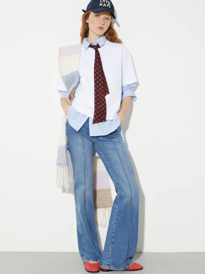 Loose-fitting poplin shirt - light blue