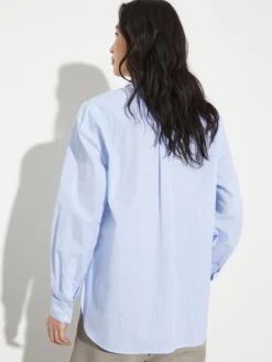 Loose-fitting poplin shirt - sky-blue