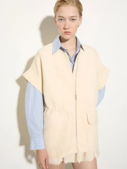 Matelassé fabric jacket - milk