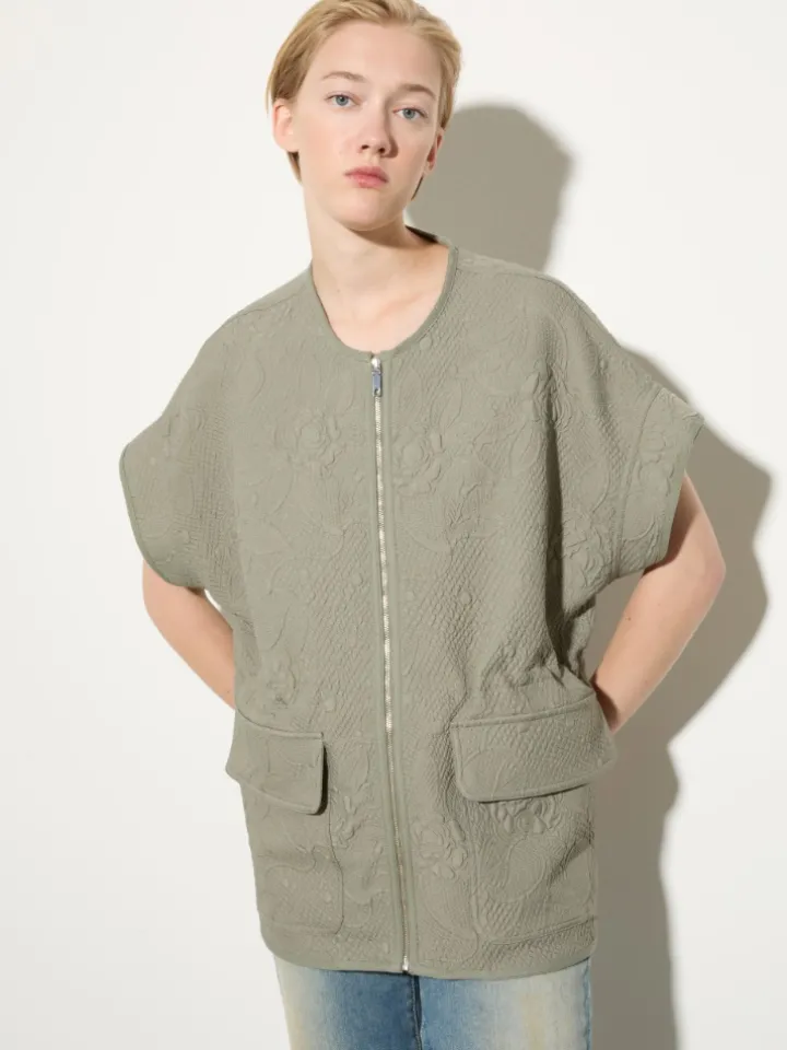 Matelassé fabric jacket - sage