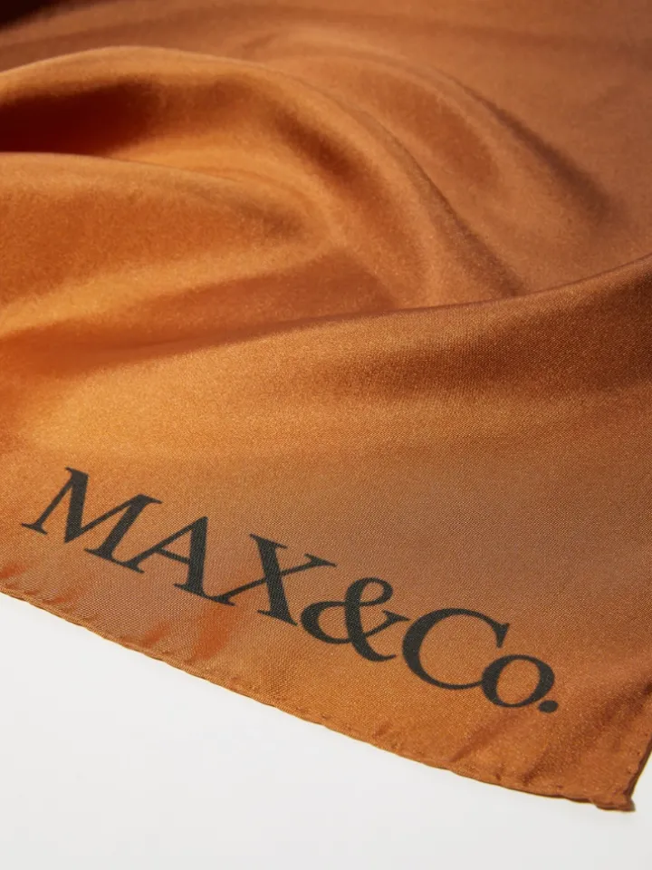Maxi silk-twill scarf - rust