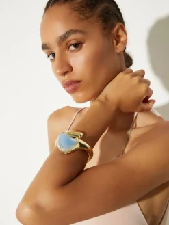 Metal and resin bracelet - sky-blue